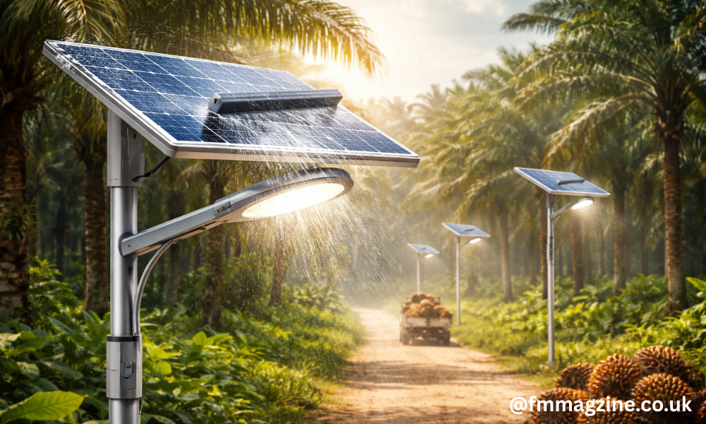 self cleaning street light palm oil